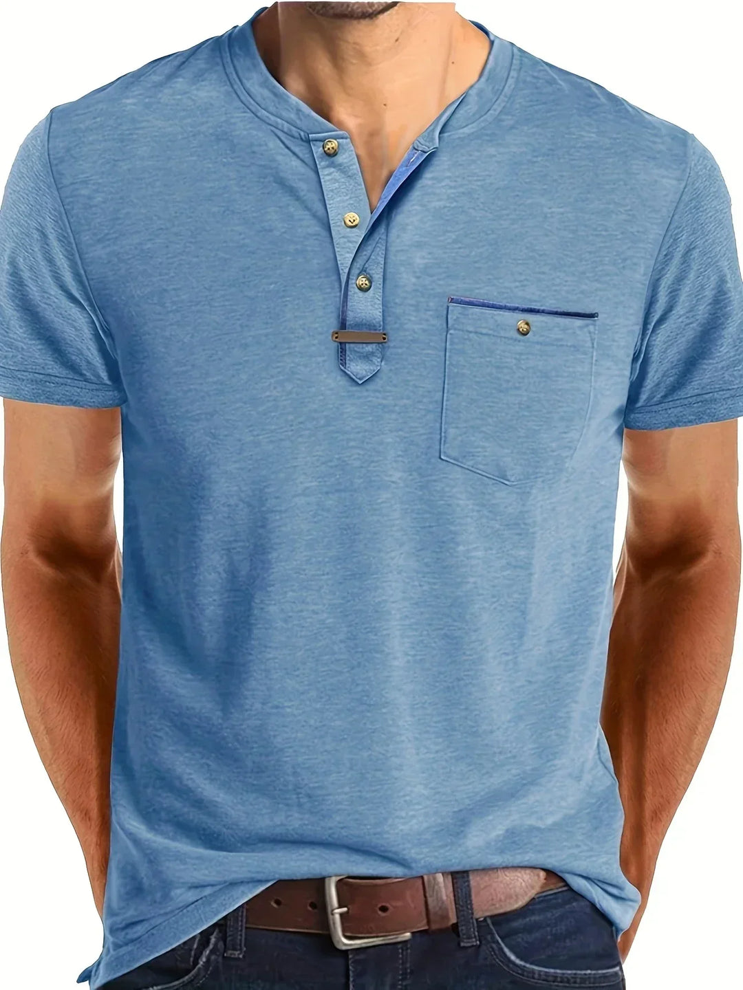 Kaiden™ - Elegant Round Neck T Shirt With Pocket