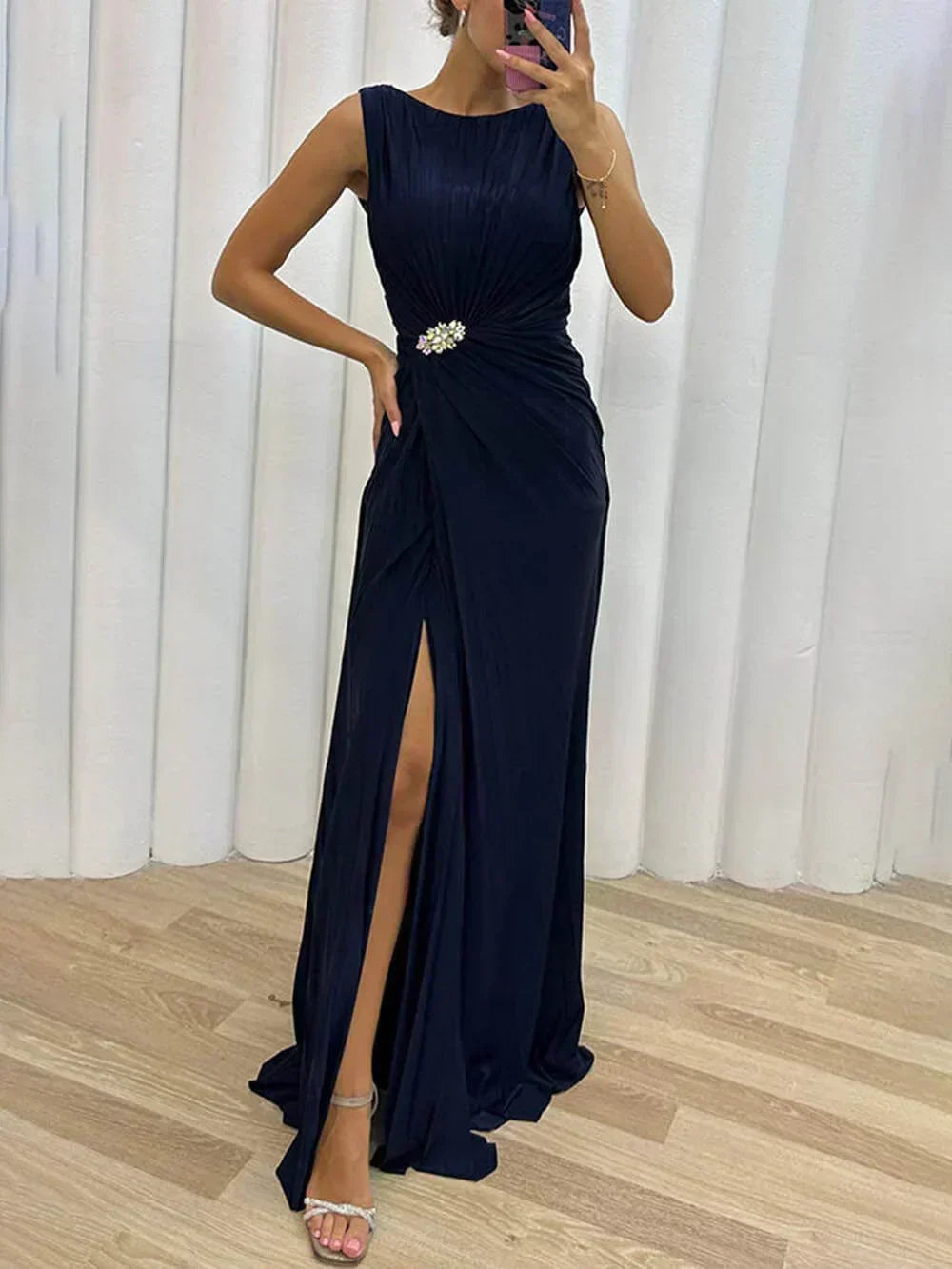 Lucena™ - Pleated Maxi Evening Dress
