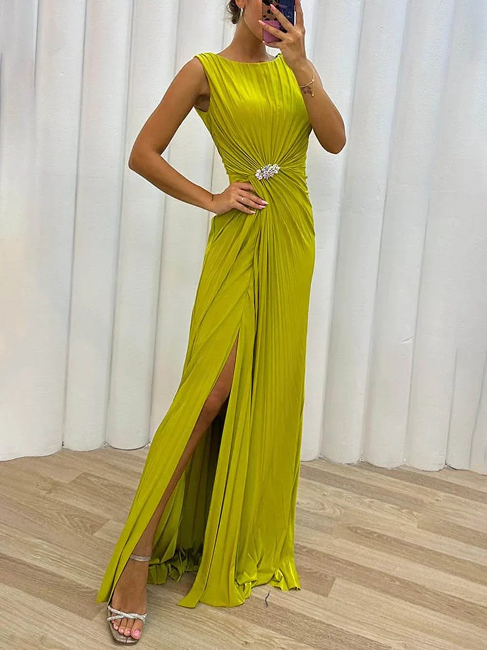 Lucena™ - Pleated Maxi Evening Dress