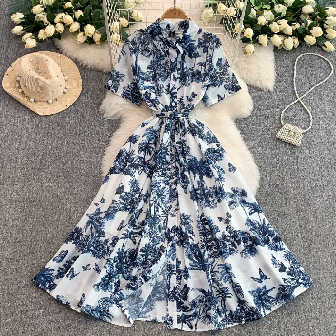 Serena | Retro Print Shirt Dress