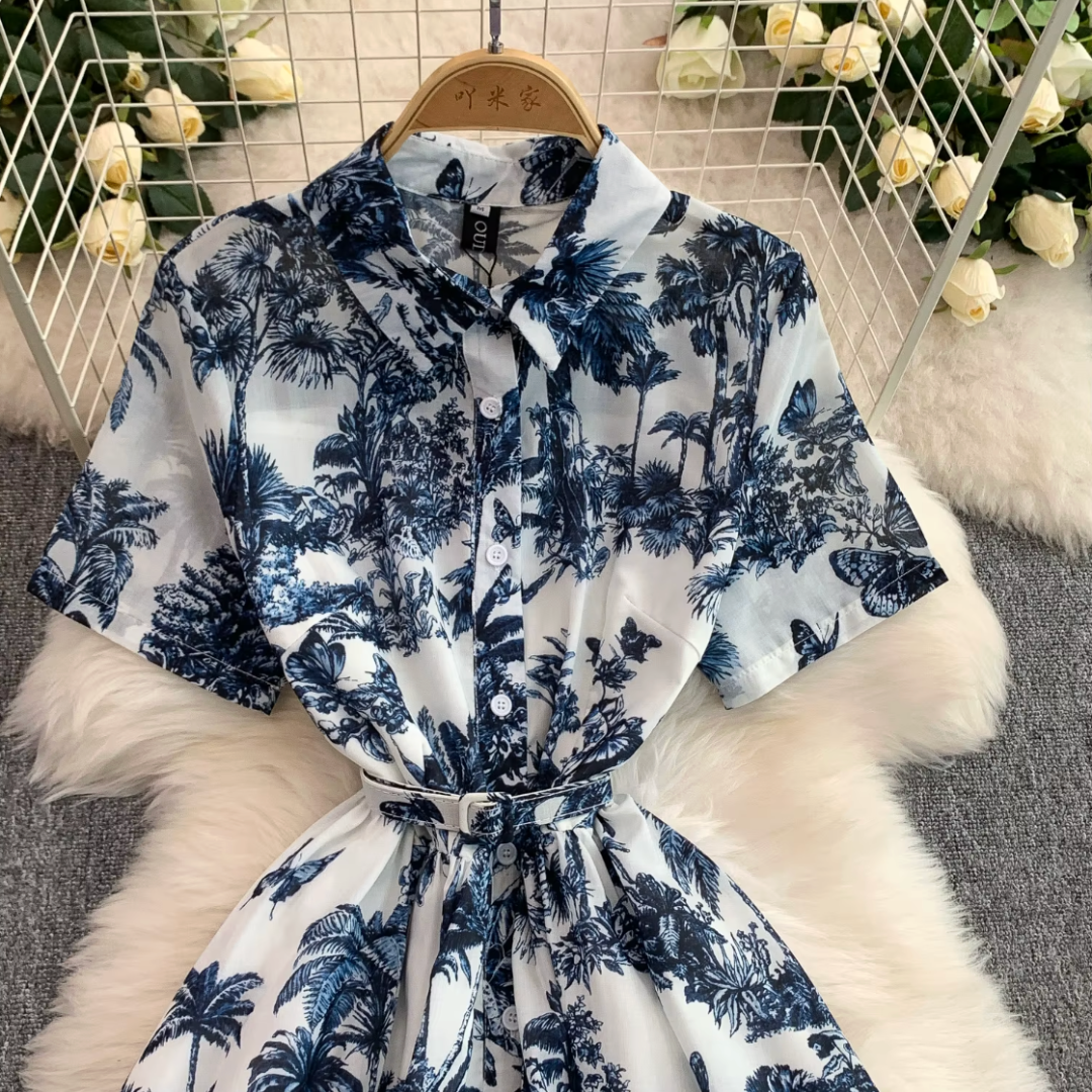 Serena | Retro Print Shirt Dress