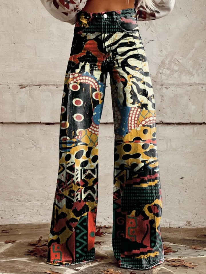 ÉLODIE | Wide Trousers with Elegant and Bold Artistic Pattern