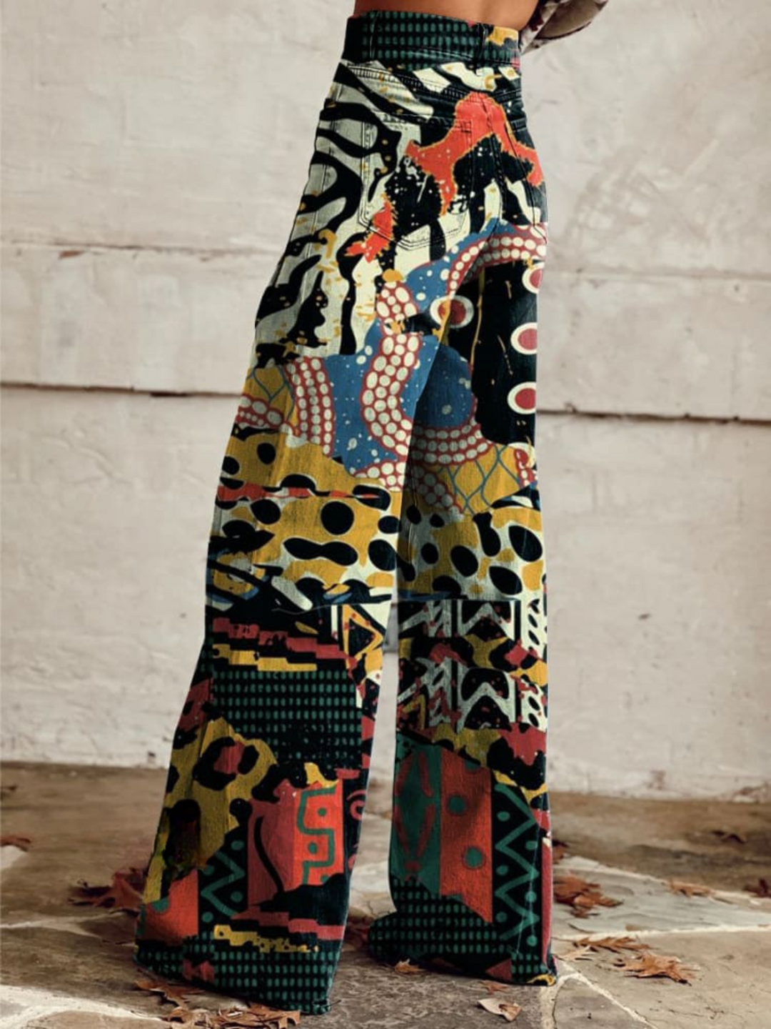 ÉLODIE | Wide Trousers with Elegant and Bold Artistic Pattern