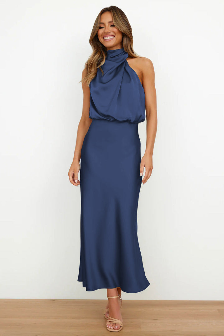Maris™ - Elegant Satin Halter Dress