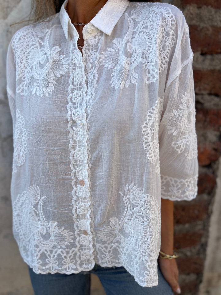 Gwendolyn™ - Chic Lace Embroidered Blouse