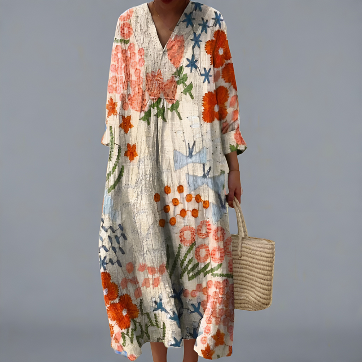 Talia – Botanical Print Midi Dress