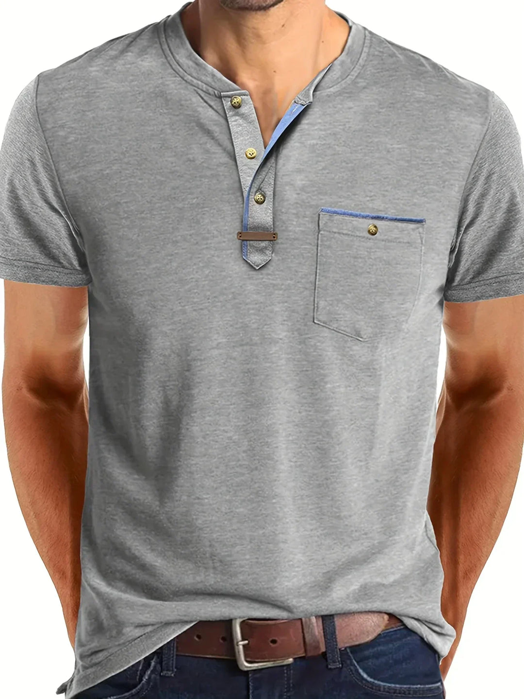 Kaiden™ - Elegant Round Neck T Shirt With Pocket