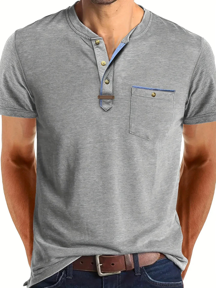 Kaiden™ - Elegant Round Neck T Shirt With Pocket