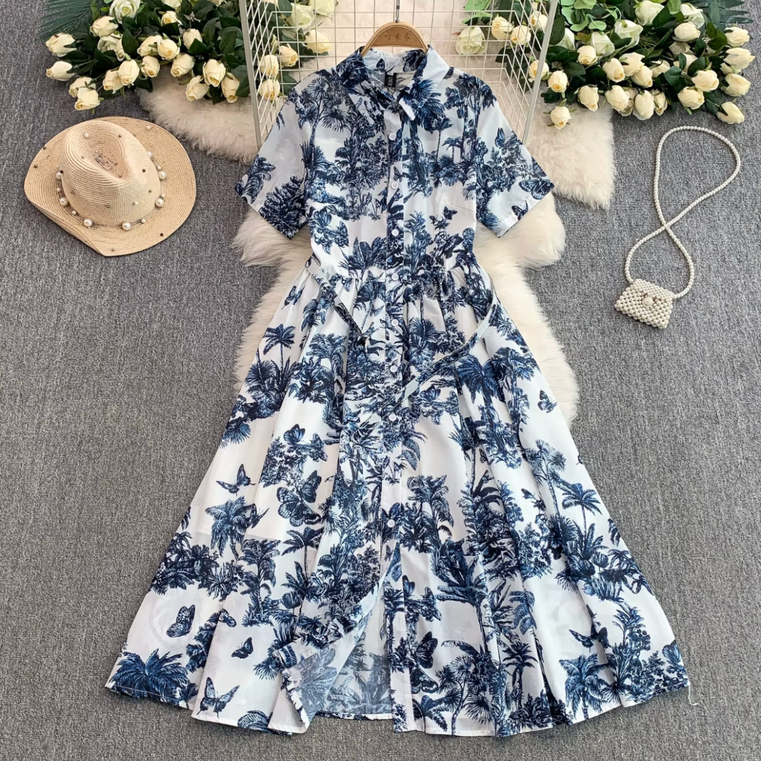Serena | Retro Print Shirt Dress