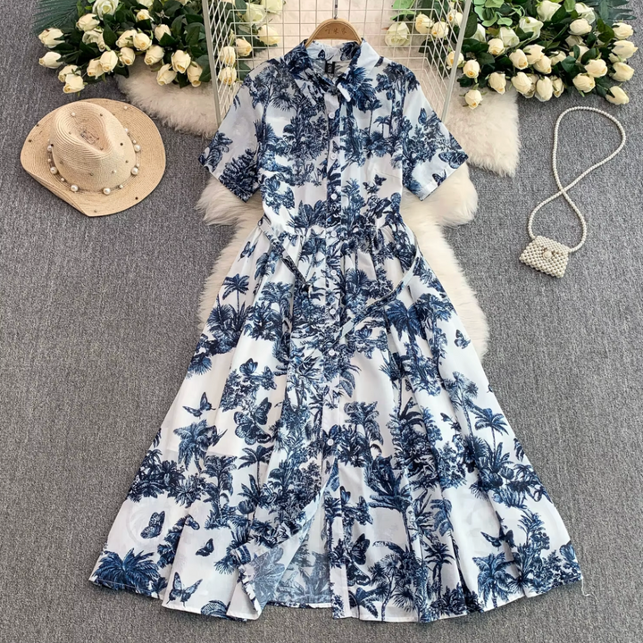 Serena | Retro Print Shirt Dress