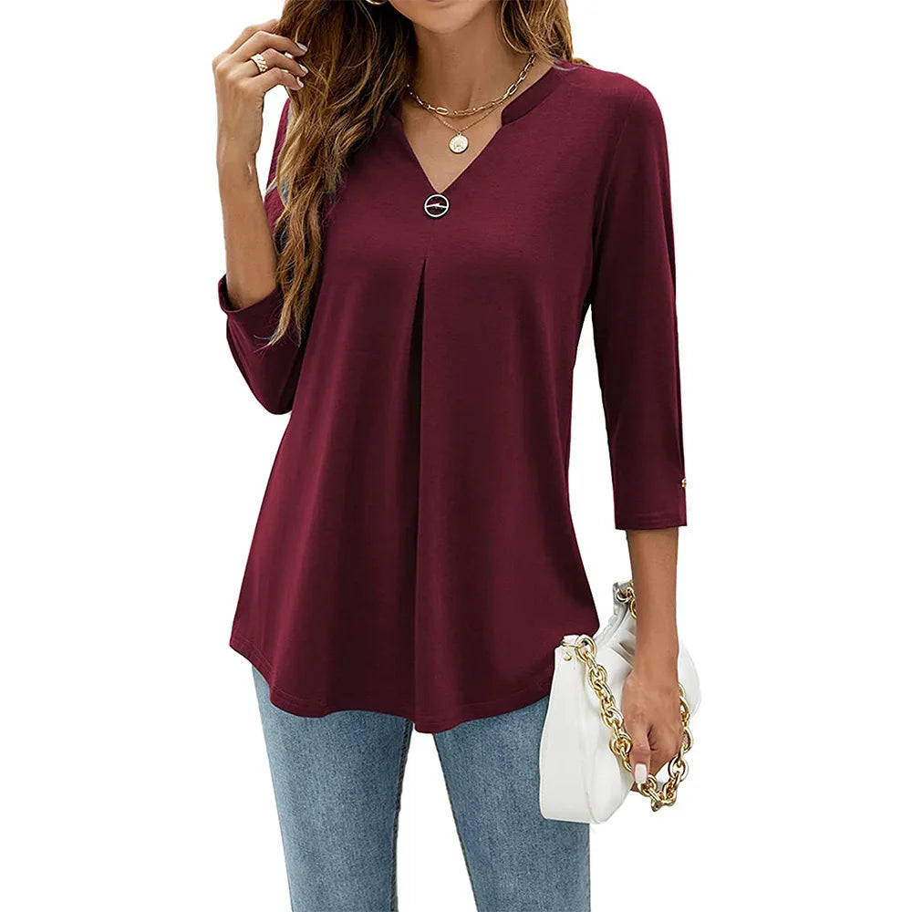 Terri™ - Elegant Top With V-neck