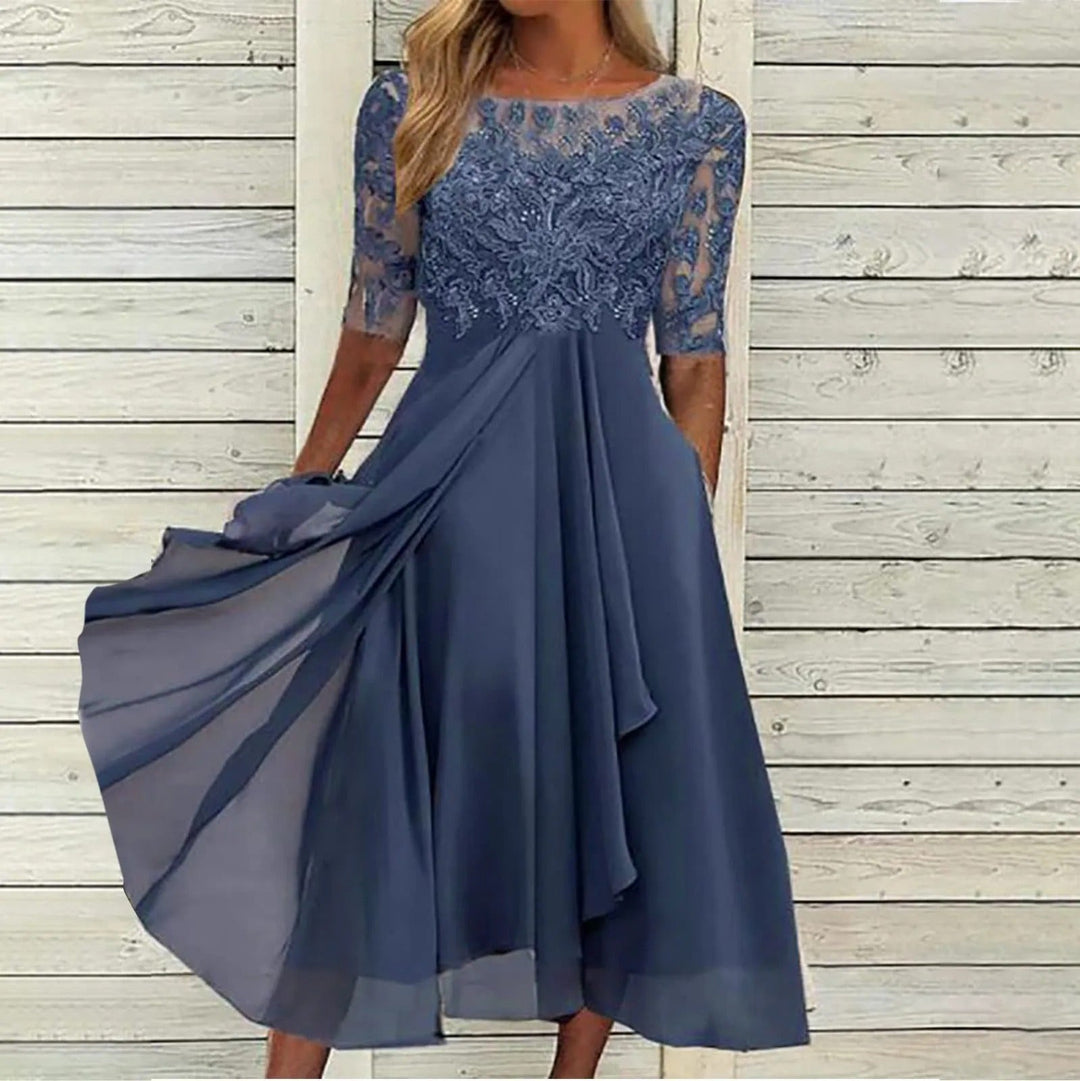 Maxene™ - Lace Elegance Midi Dress