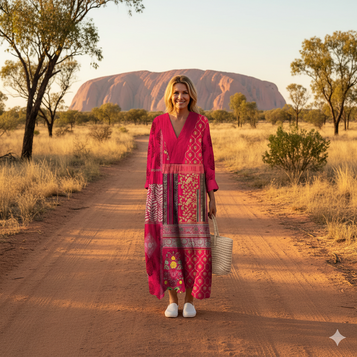 Gwendolyn – Bohemian Patchwork Midi Dress for Women