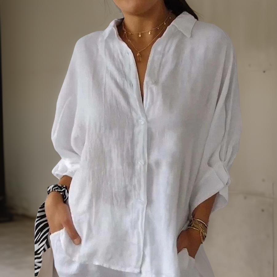 Leona™ - Elegant Linen Blouse