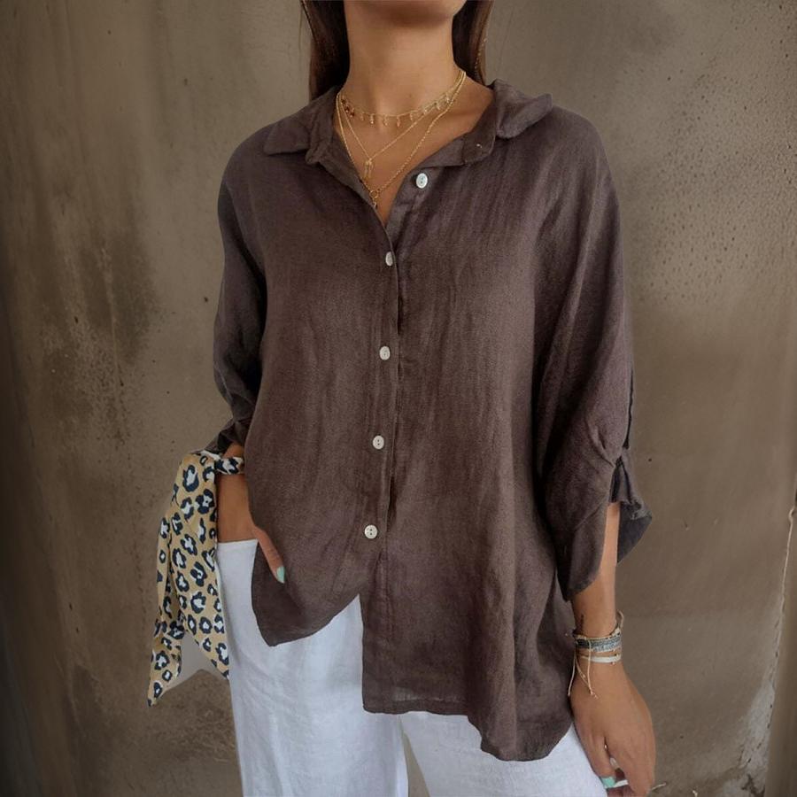 Leona™ - Elegant Linen Blouse