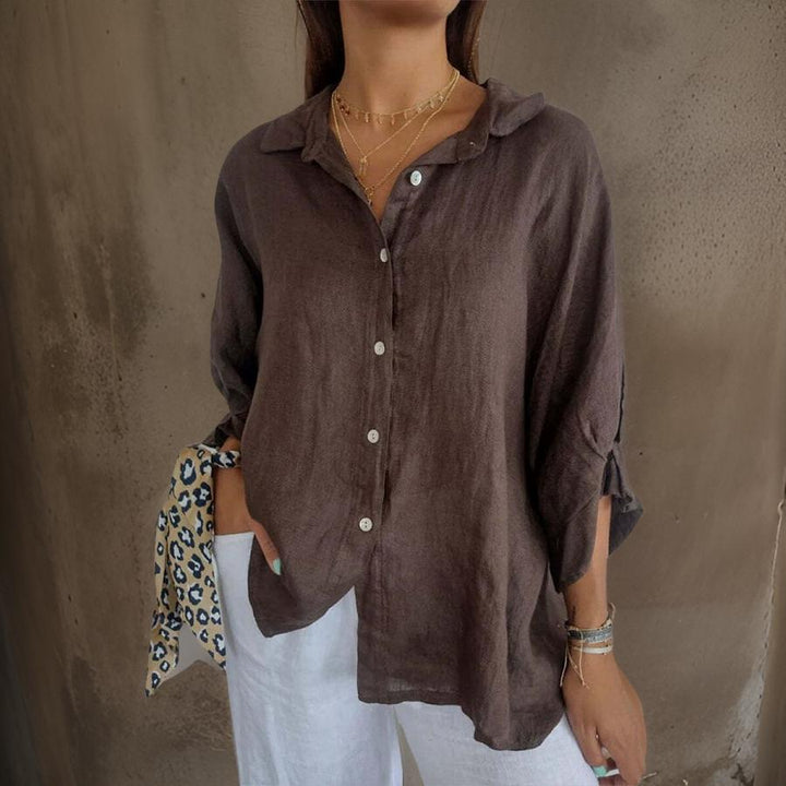Leona™ - Elegant Linen Blouse