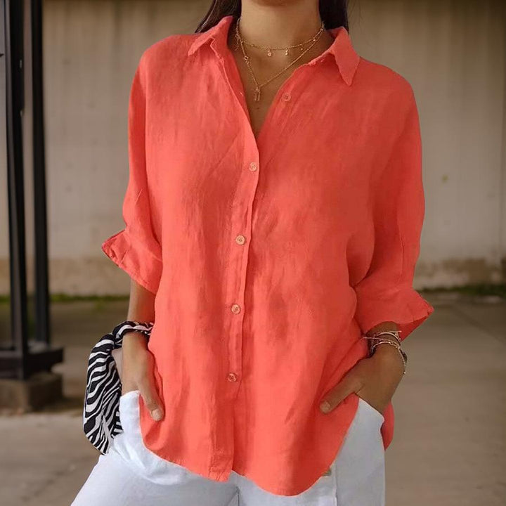 Leona™ - Elegant Linen Blouse