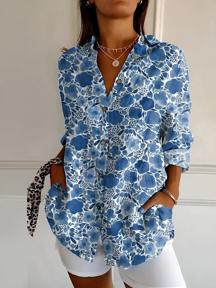 Irma™ - Floral Wave Cotton Blouse