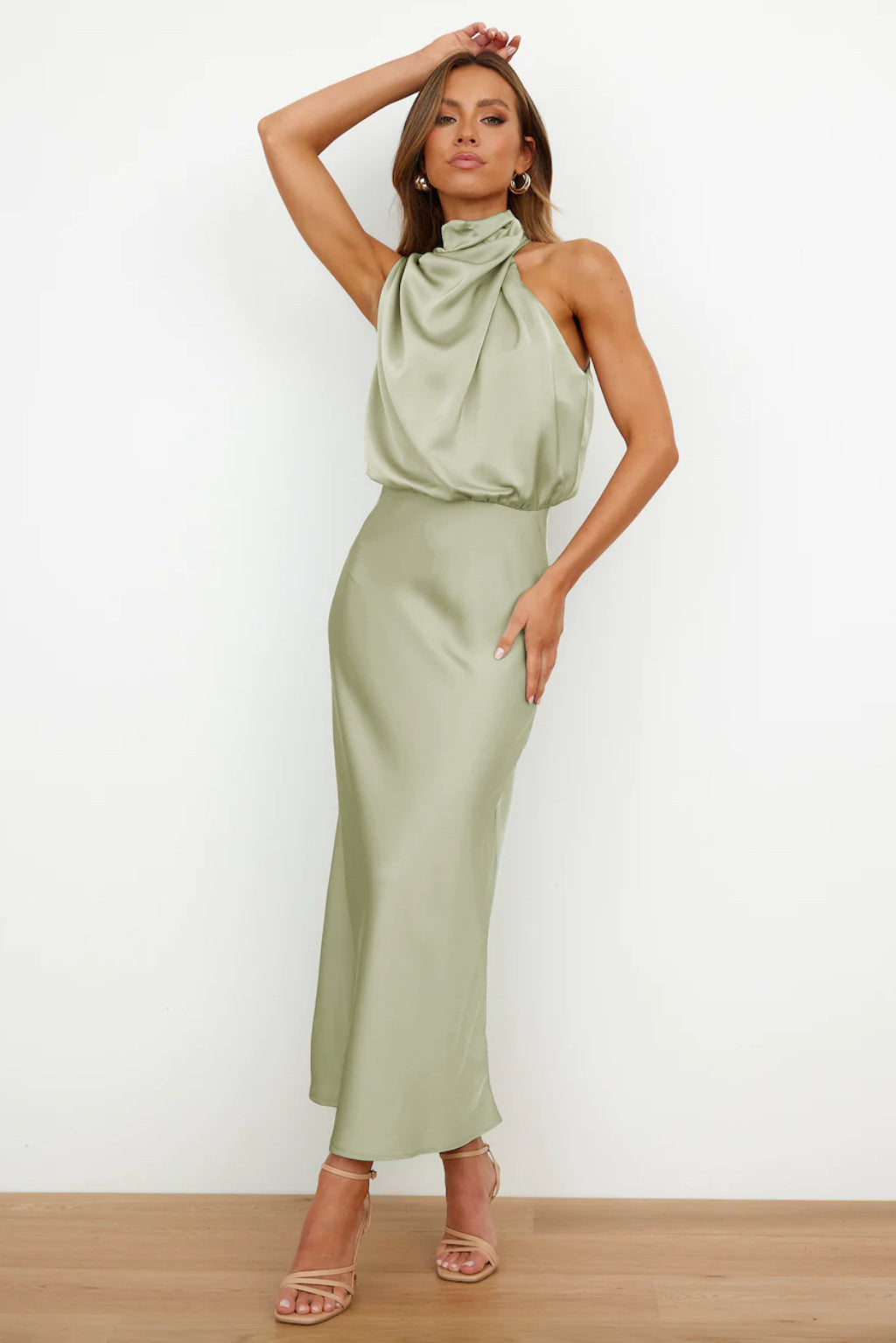 Maris™ - Elegant Satin Halter Dress