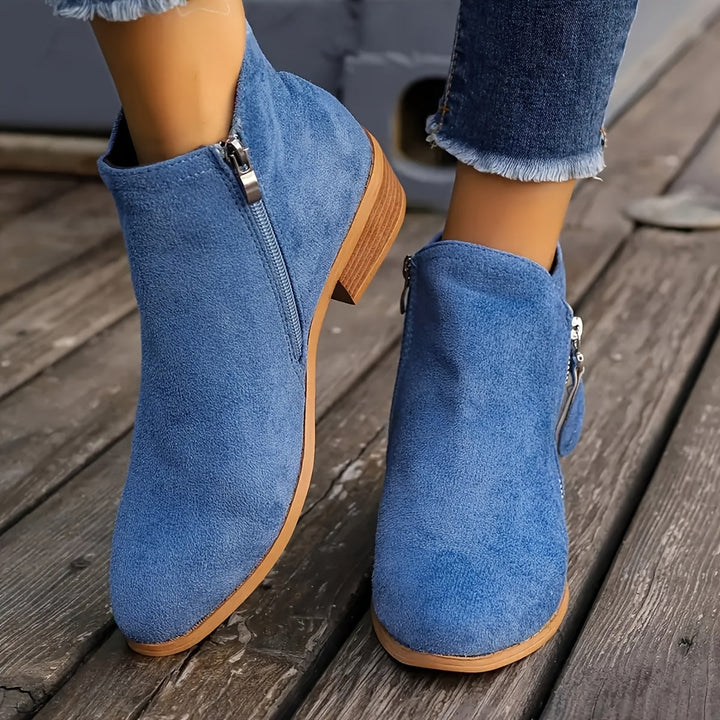 Susan™ - Side-Zipper Suede Boots