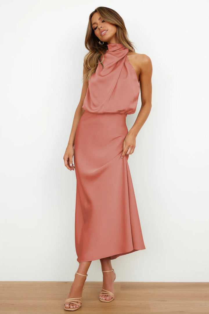 Maris™ - Elegant Satin Halter Dress