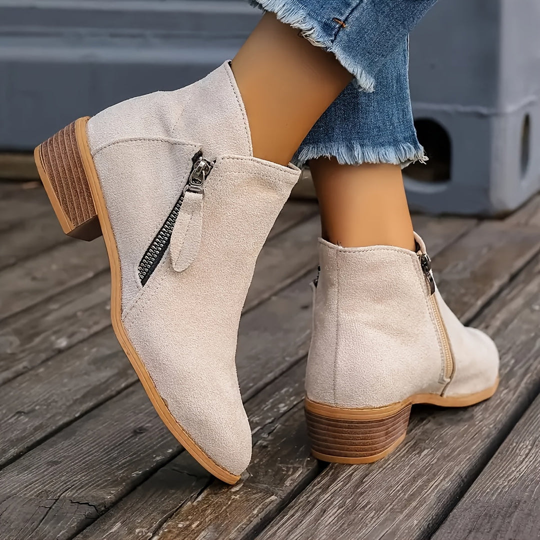 Susan™ - Side-Zipper Suede Boots