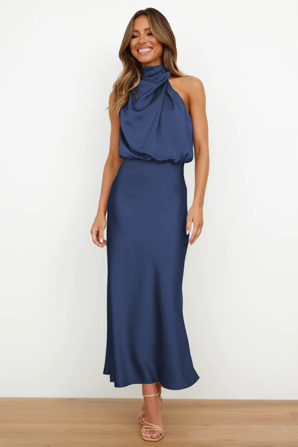 Maris™ - Elegant Satin Halter Dress