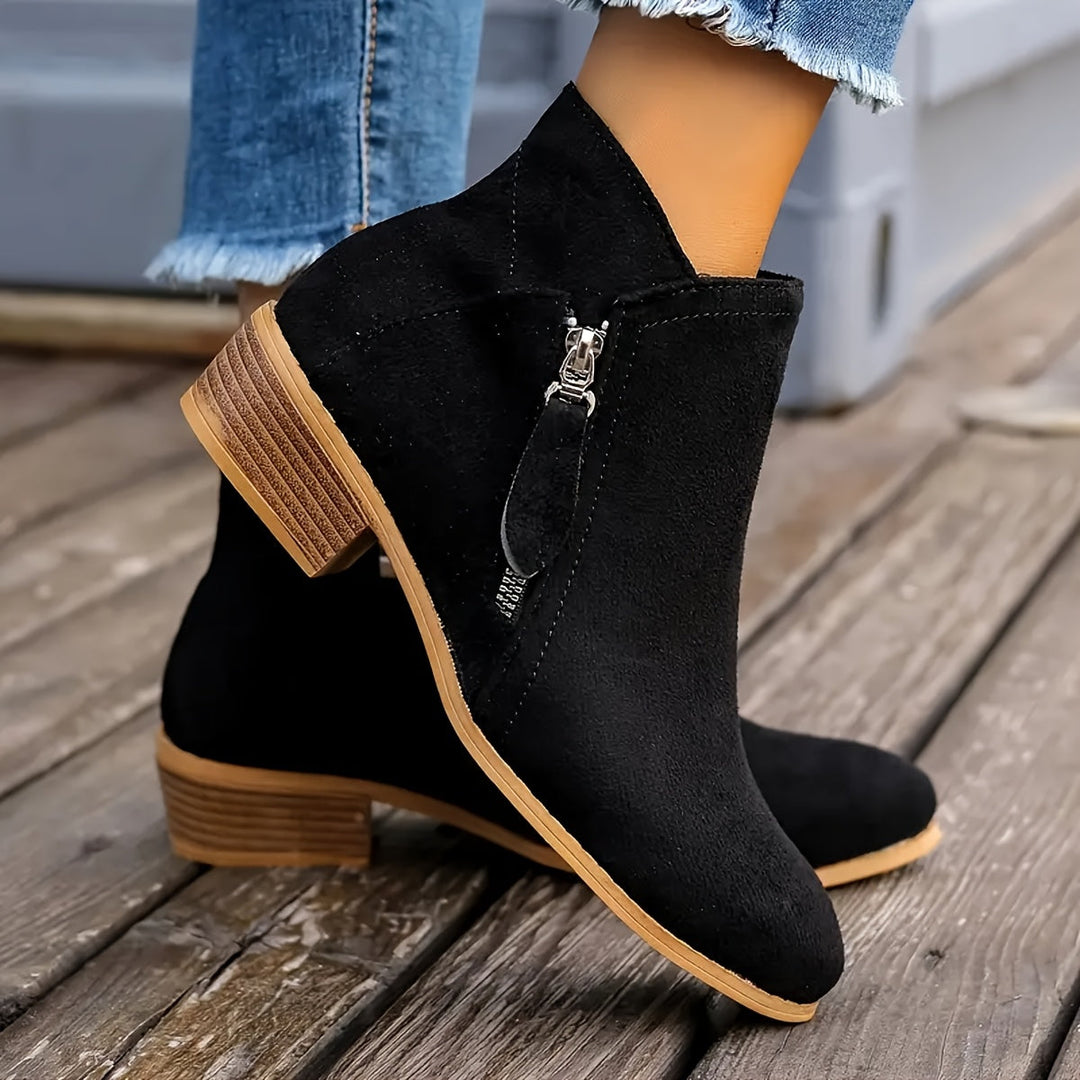 Susan™ - Side-Zipper Suede Boots