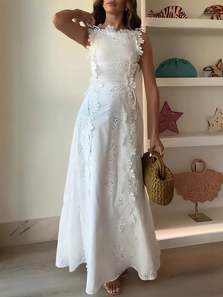 Anne™ -Lace Floral Tie-Strap Maxi Dress