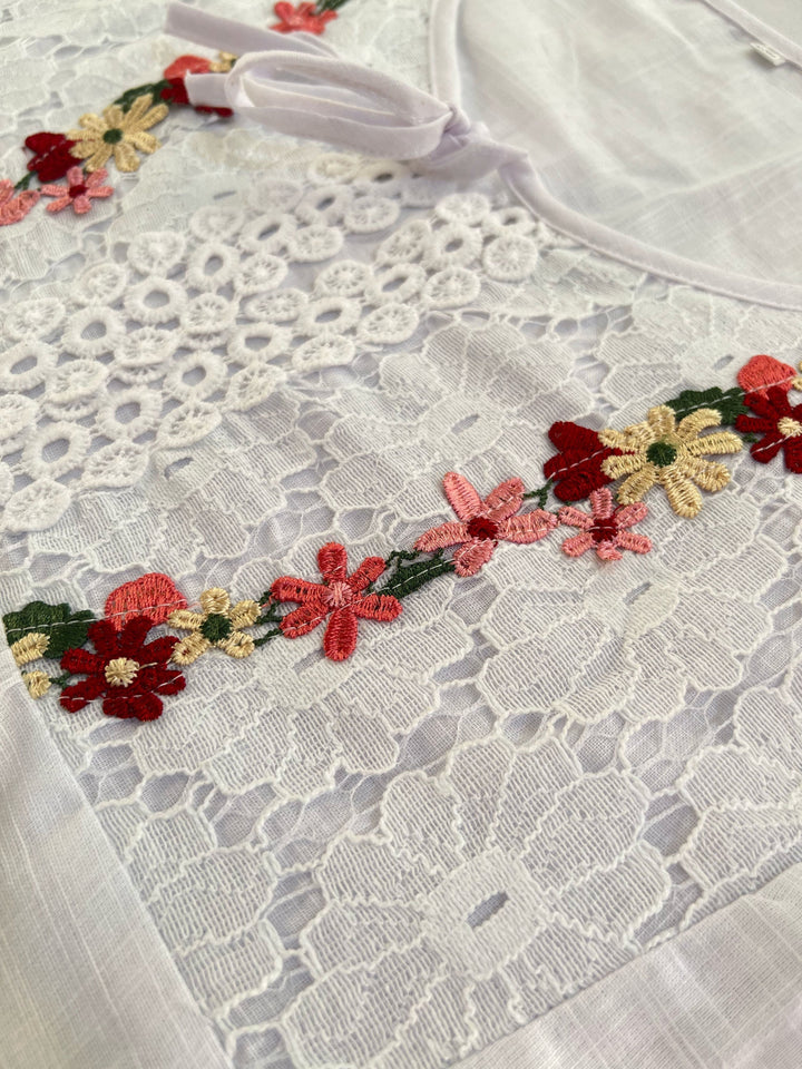 Marinela™ - Lace Patchwork V-Neck Blouse