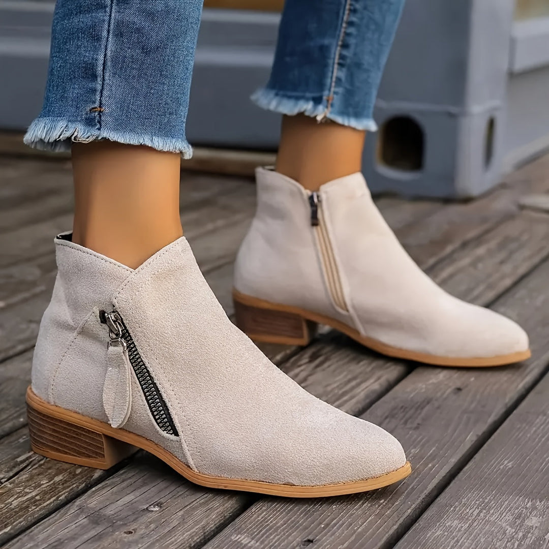 Susan™ - Side-Zipper Suede Boots