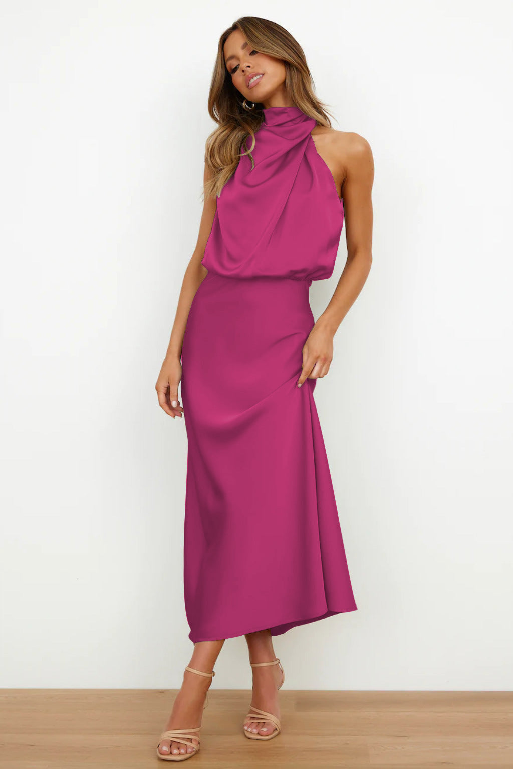 Maris™ - Elegant Satin Halter Dress