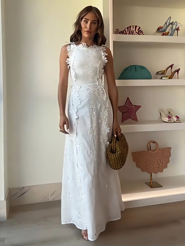 Anne™ -Lace Floral Tie-Strap Maxi Dress