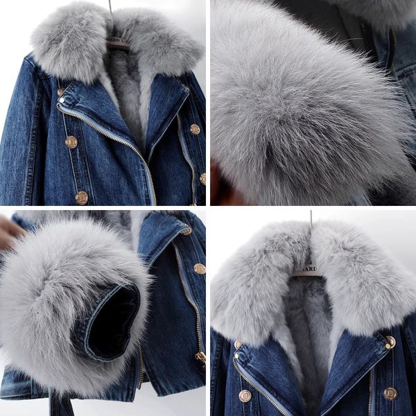 Yvonie™ - Luxe Lined Fox Fur Denim Coat