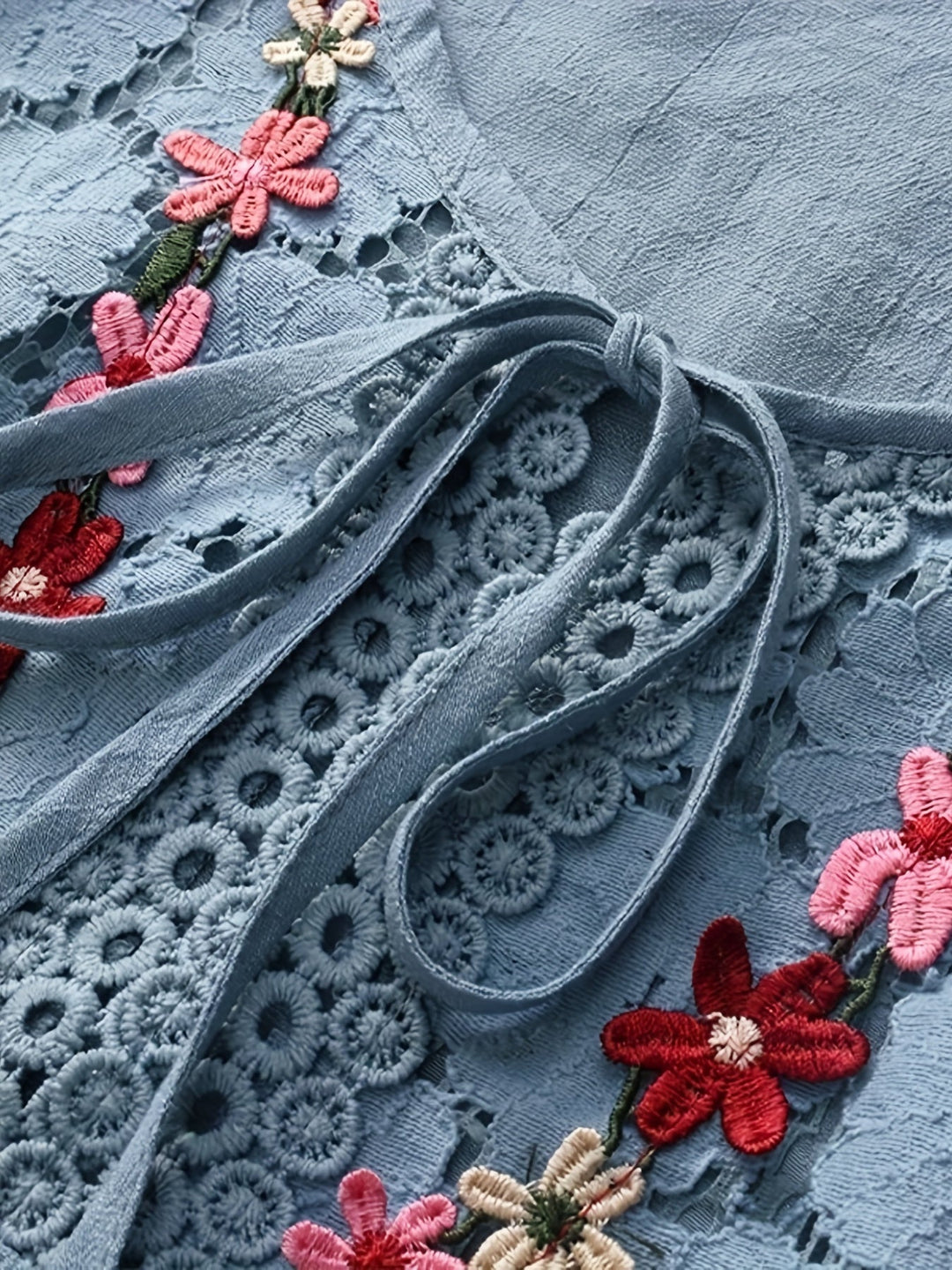 Marinela™ - Lace Patchwork V-Neck Blouse