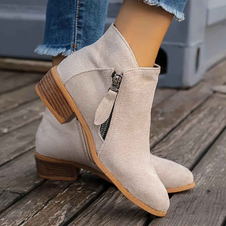 Susan™ - Side-Zipper Suede Boots