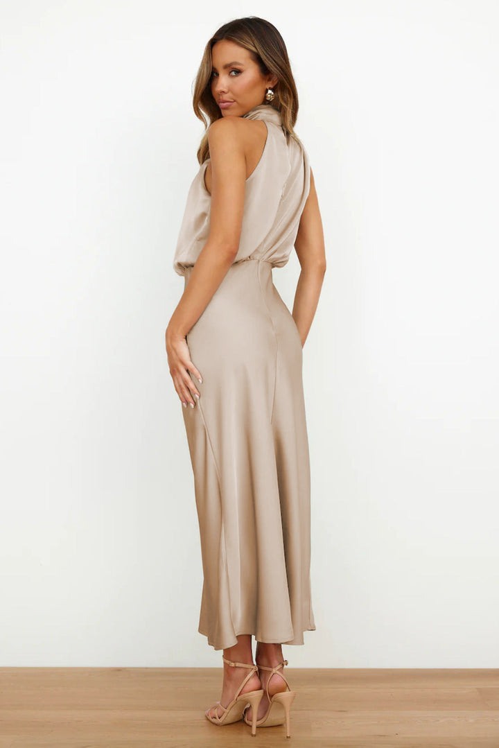 Maris™ - Elegant Satin Halter Dress