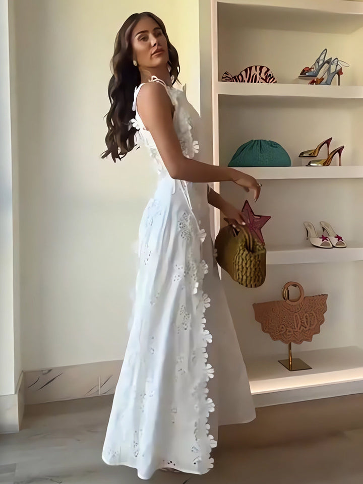 Anne™ -Lace Floral Tie-Strap Maxi Dress
