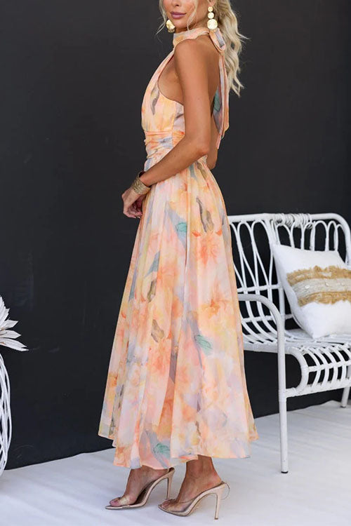 Shaina™ - Halter Print Maxi Dress