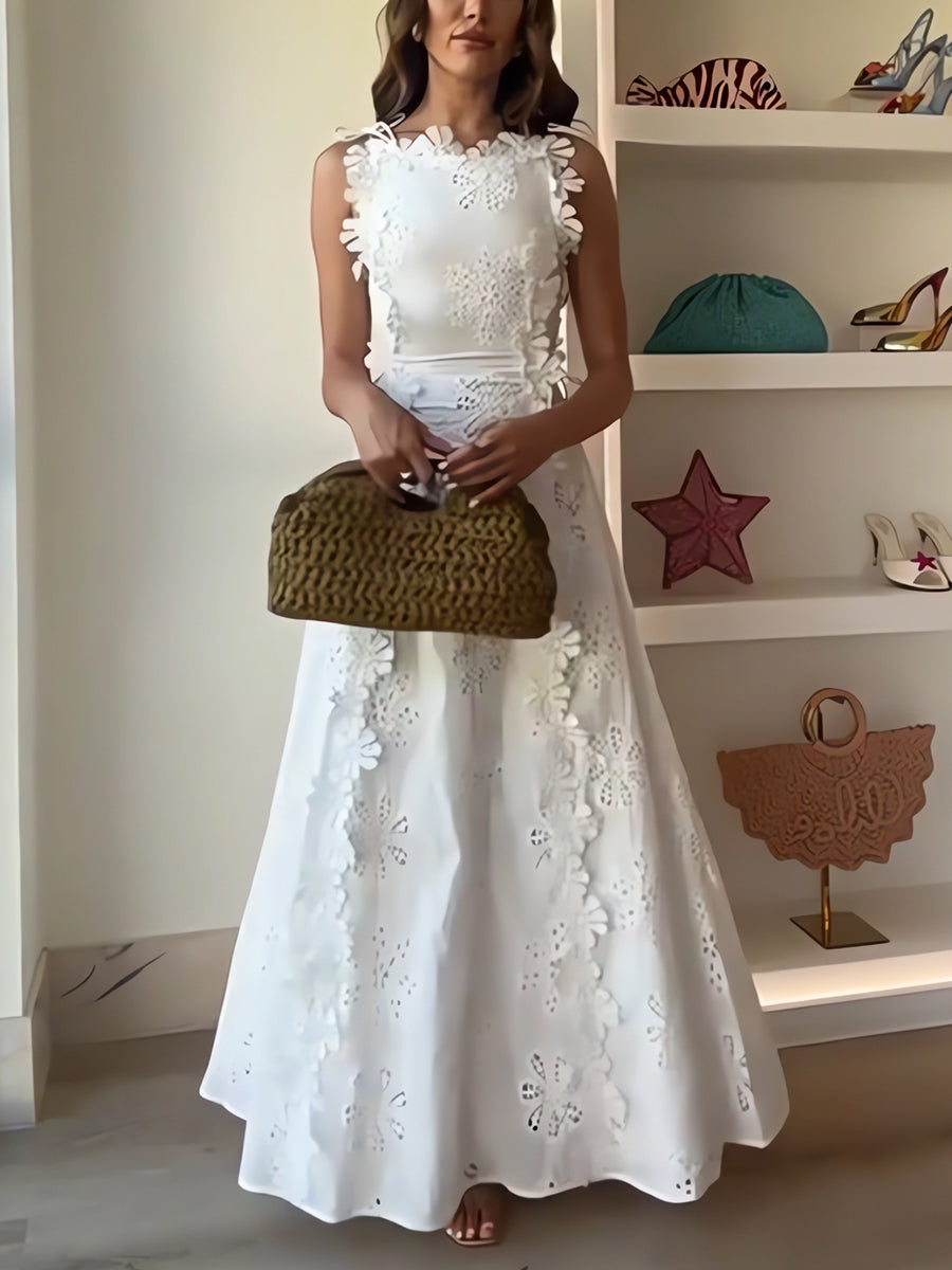 Anne™ -Lace Floral Tie-Strap Maxi Dress