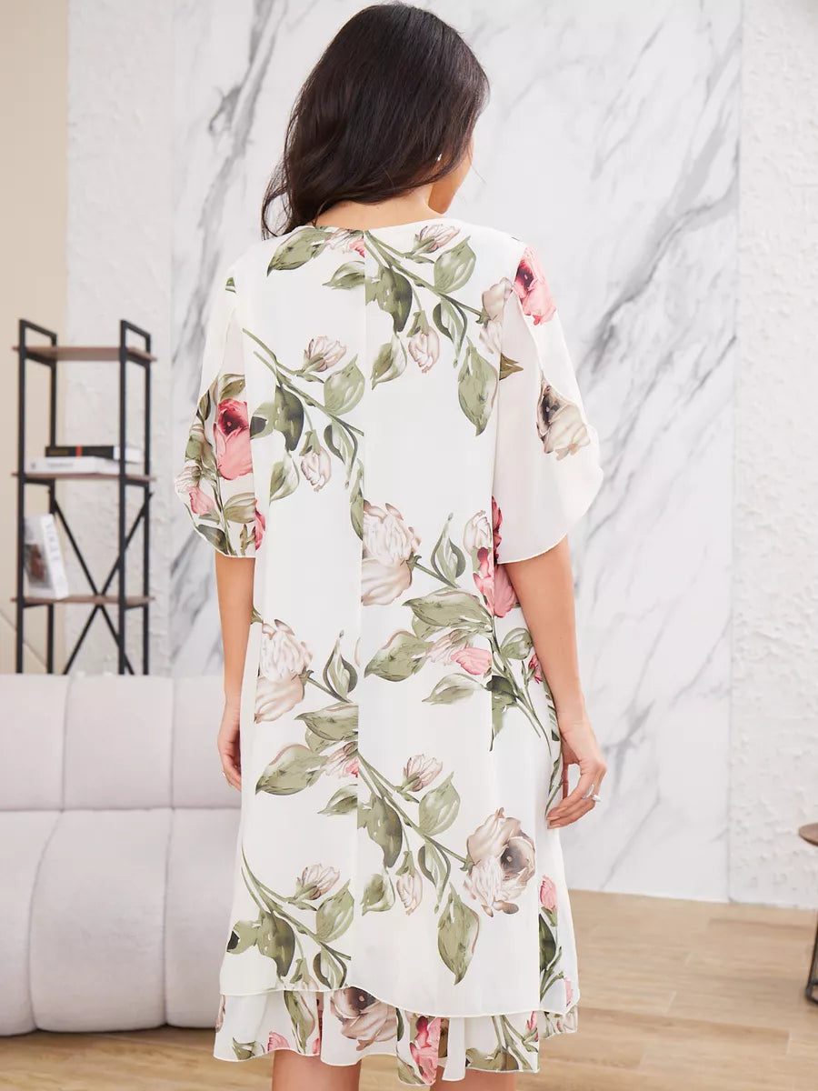 Camilla - Elegant Chiffon Dress With Floral Print