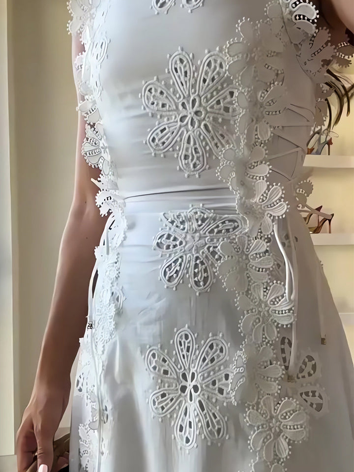 Anne™ -Lace Floral Tie-Strap Maxi Dress