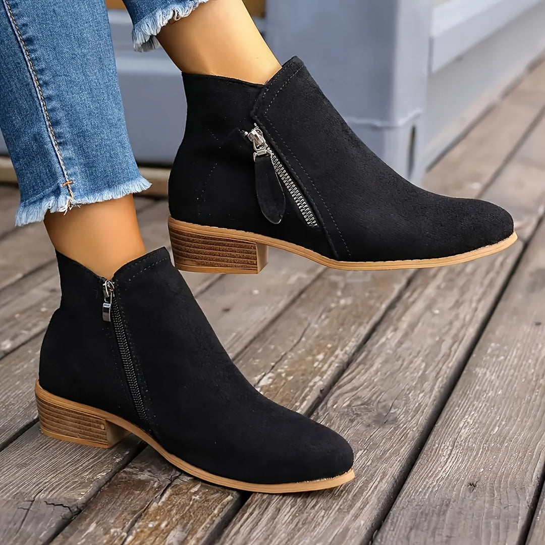 Susan™ - Side-Zipper Suede Boots