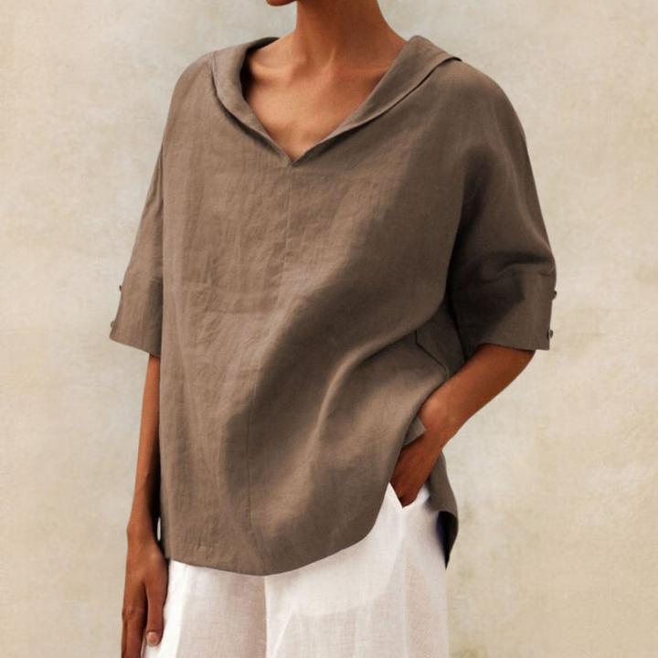 Nueva™ - Women's V-Neck Casual Linen Shirt