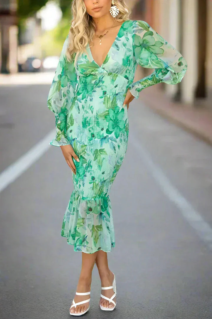 Crissa™ - Floral Ruffle Midi Dress