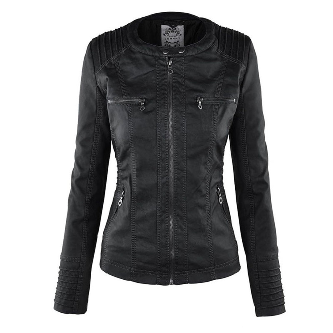 Oprah™ - Women's Leather Jacket with Hood