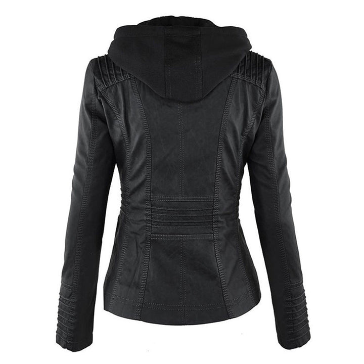 Oprah™ - Women's Leather Jacket with Hood