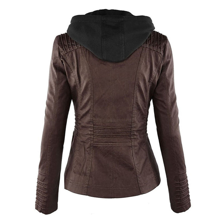 Oprah™ - Women's Leather Jacket with Hood