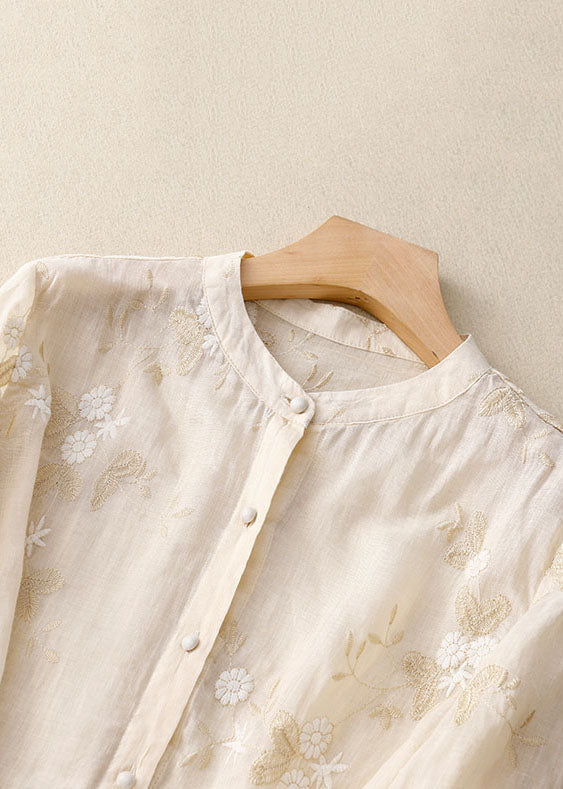 Gertrude™ - Embroidered Cotton-Linen Blouse
