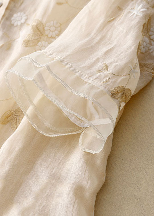 Gertrude™ - Embroidered Cotton-Linen Blouse